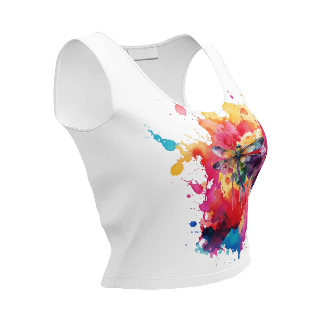 “Stacie’s Pace” Dragonfly Paint Splatter Crop Top
