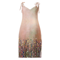 Slick Reefing Hand Painted Original Canvas “Flower Pops” Artwork on Pastel Slip Dress