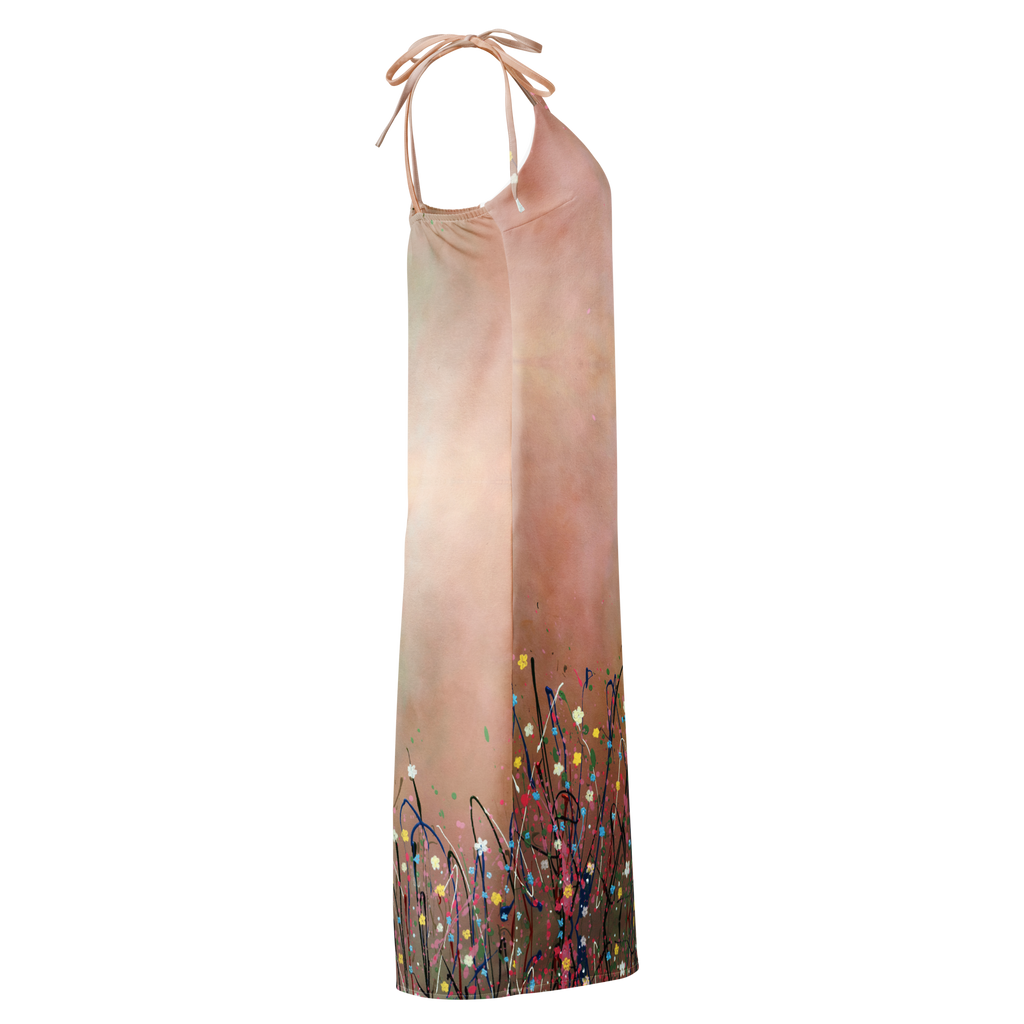 Long Floral “Flower Pops” Sleep dress with floral design on a white background