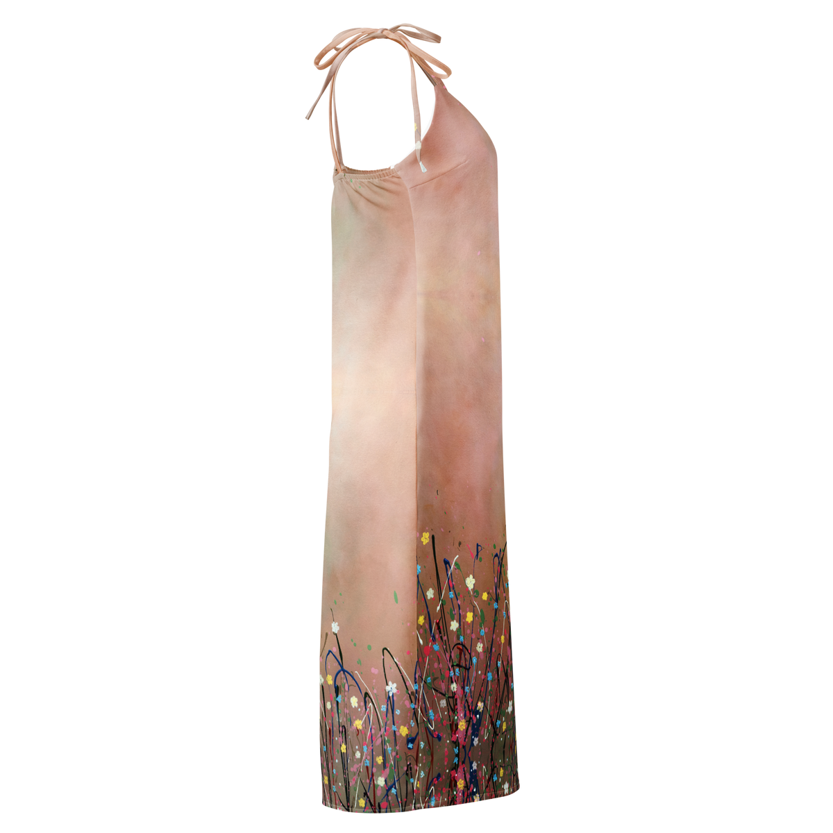 Long Floral “Flower Pops” Sleep dress with floral design on a white background