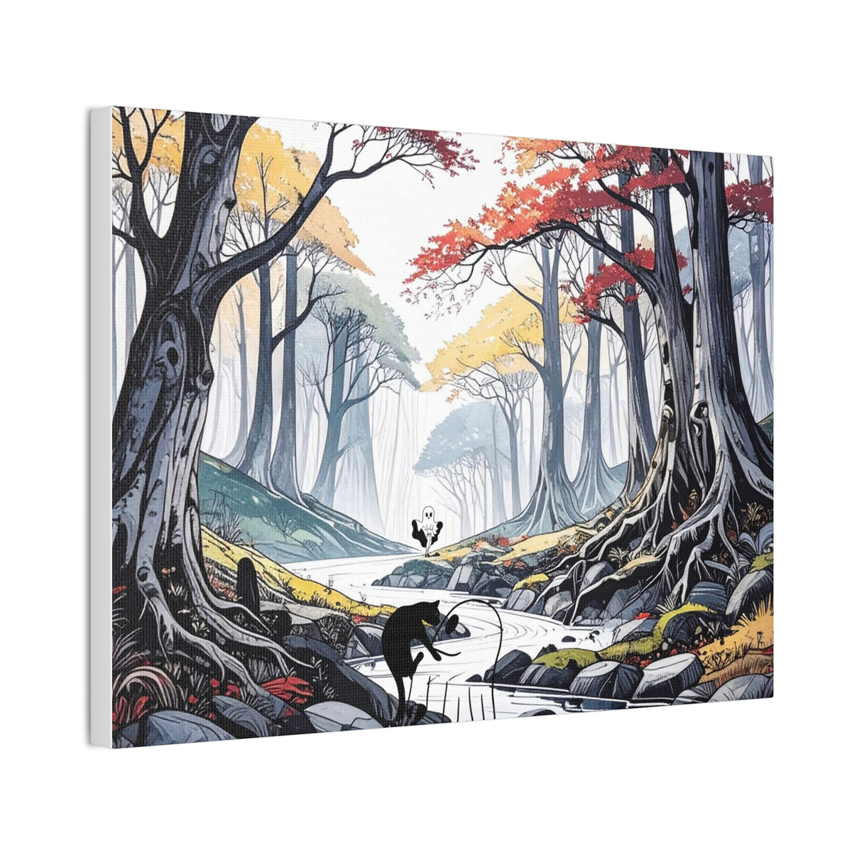 “Follow me Harder” Enchanted Autumn Forest Creek Landscape