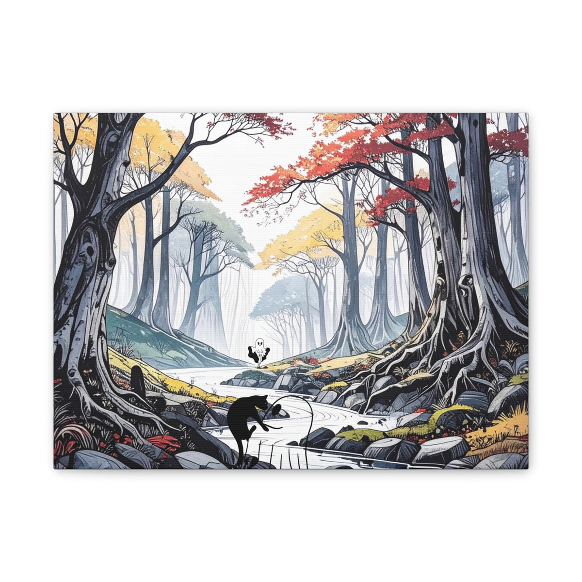 “Follow me Harder” Enchanted Autumn Forest Creek Landscape