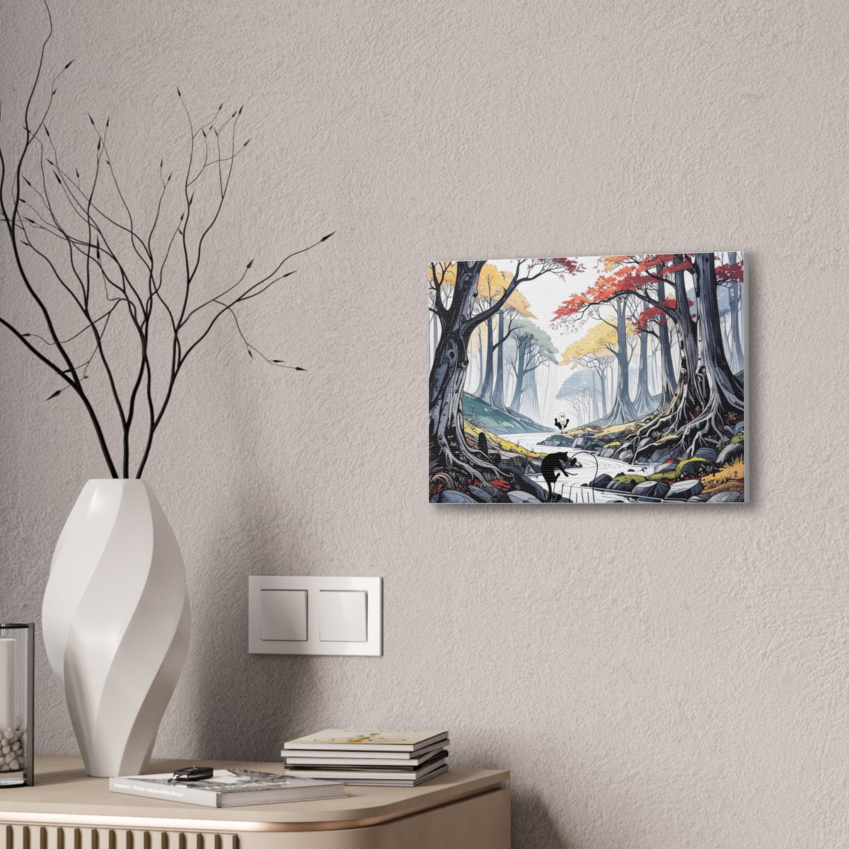 “Follow me Harder” Enchanted Autumn Forest Creek Landscape