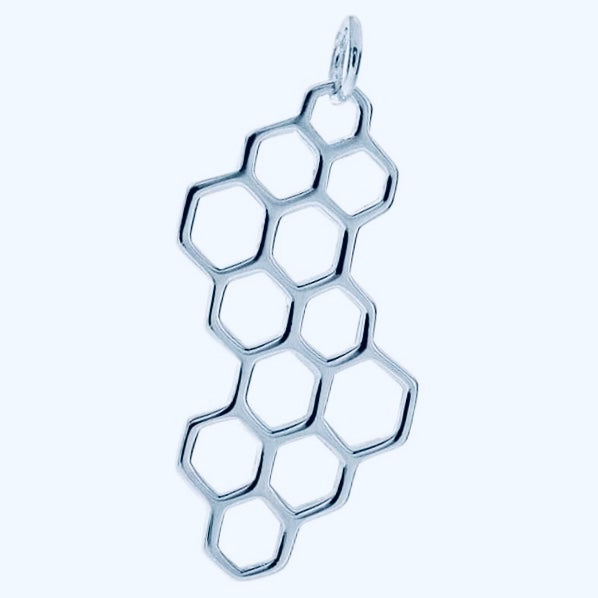 Honeycomb Chemistry Lattice .925 Ag Silver Pendant Charm