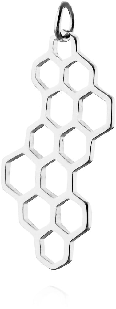 Honeycomb Chemistry Lattice .925 Ag Silver Pendant Charm
