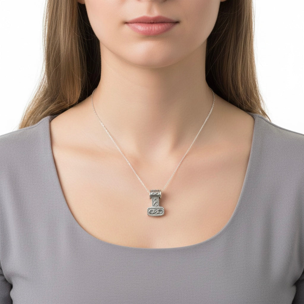 Celtic Thor's Hammer Silver Slider Pendant