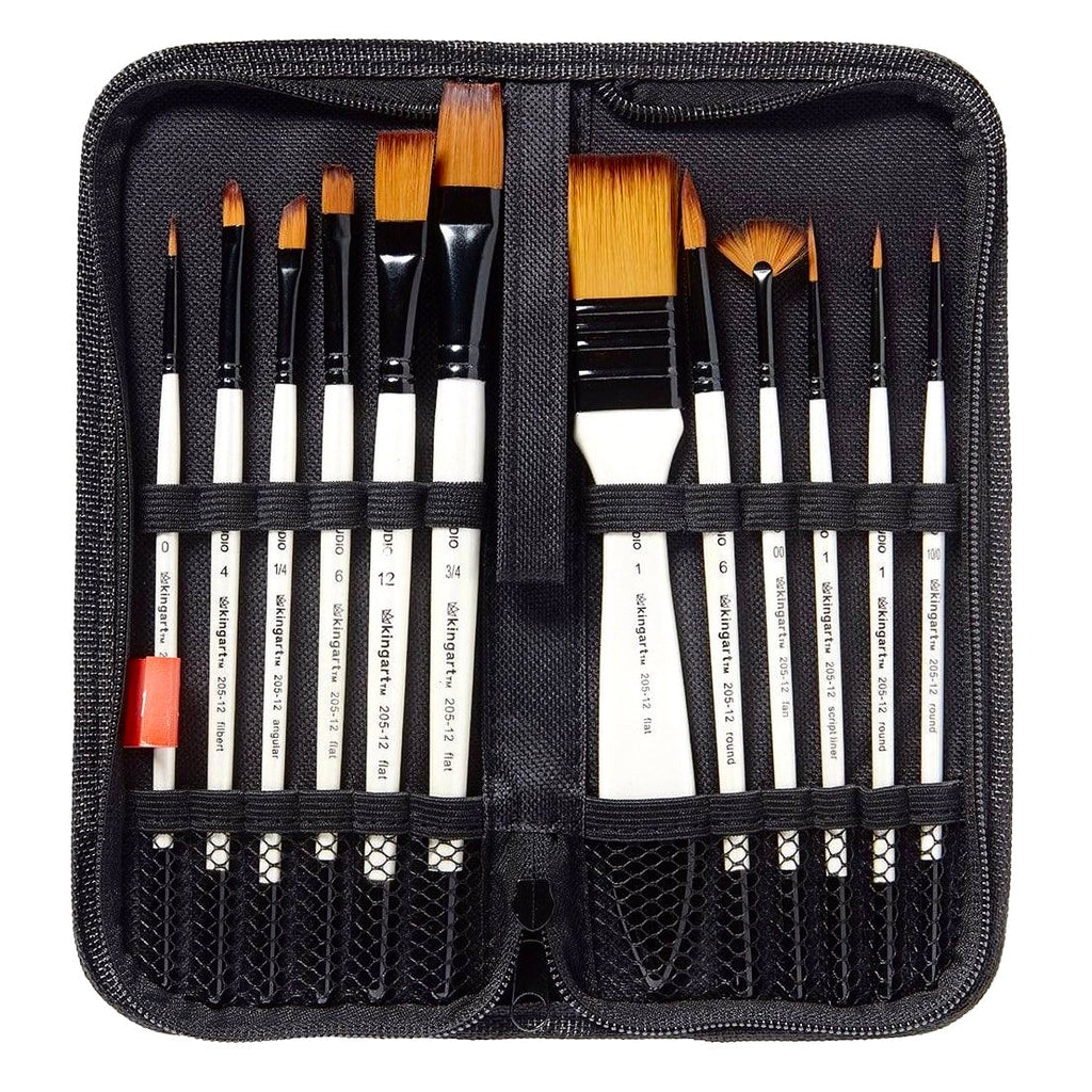 Studio Gold Nylon Brush Set Acrylic & Watercolor 12 Piece