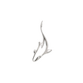 Silver jewelry shark-shaped pendant on a white background