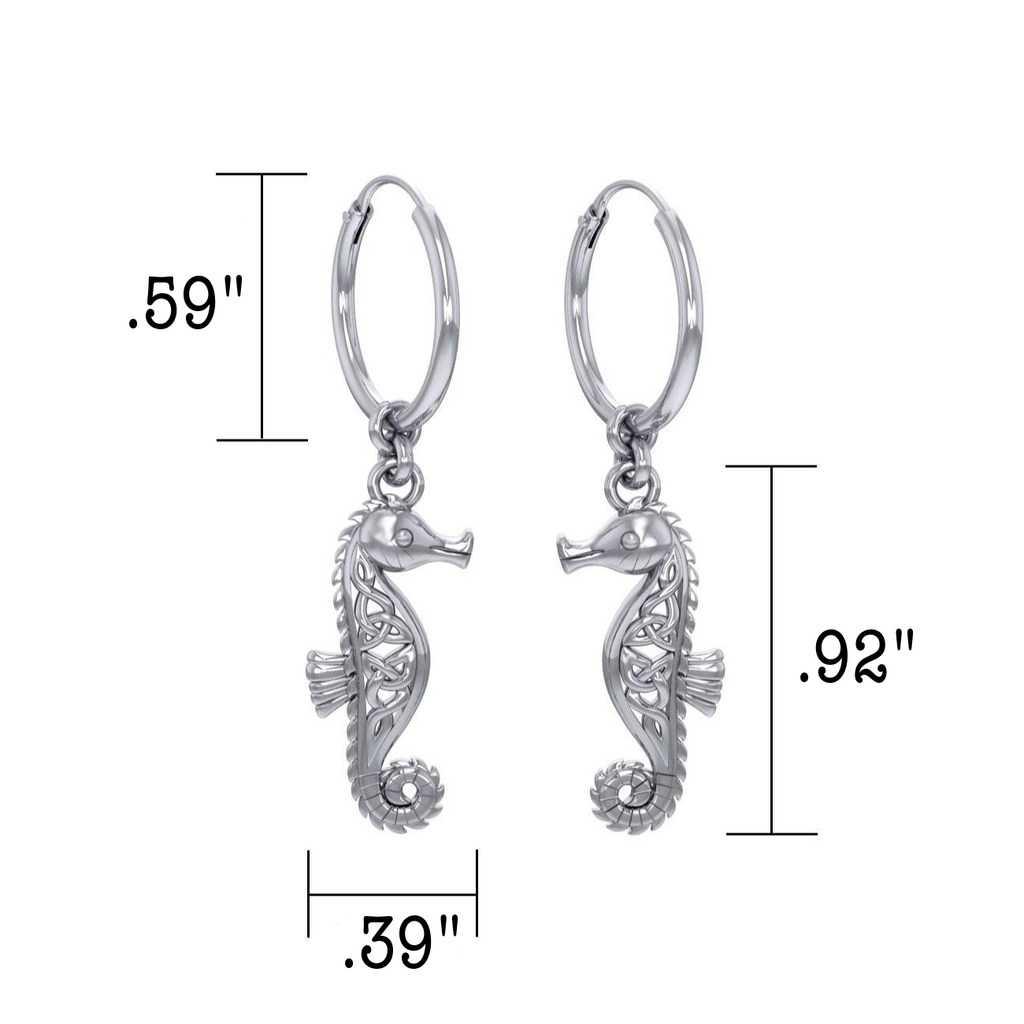 Celtic Knots Seahorse Silver Earrings