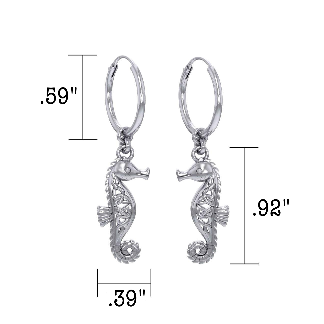 Celtic Knots Seahorse Silver Earrings