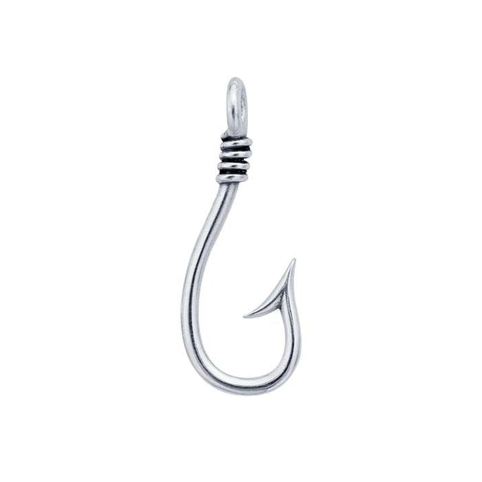 Fish Hook Silver Slider Pendant