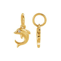 14K Yellow Gold Dolphin Diamond Set Charm