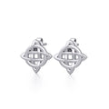 Pair of silver Celtic knot earrings with weave Cross Knotwork 