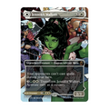 A collectible trading card featuring Jennifer Walters from Marvel, with illustrated artwork of her in a lab setting and card text detailing her abilities.