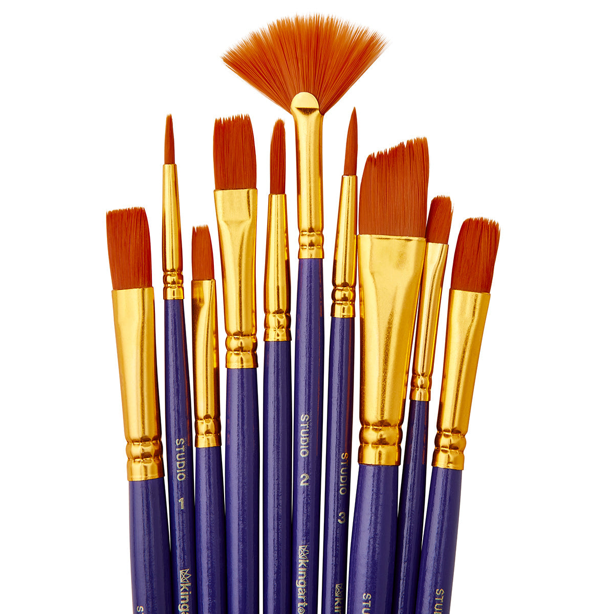 Studio Mixed Media Gold Nylon Brush Set 10 pc