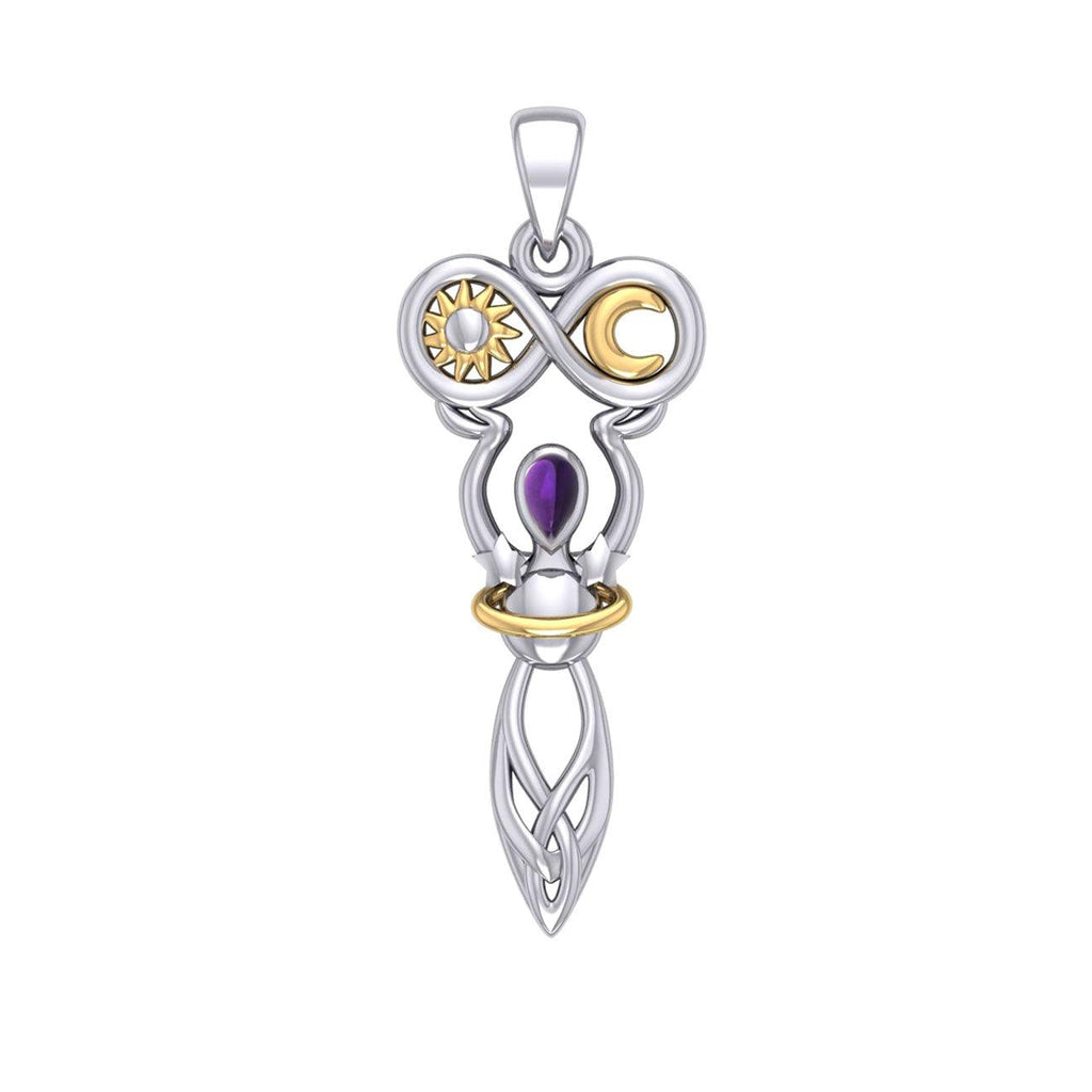 Celtic Goddess of Infinite Universe Sterling Silver and Gold Pendant
