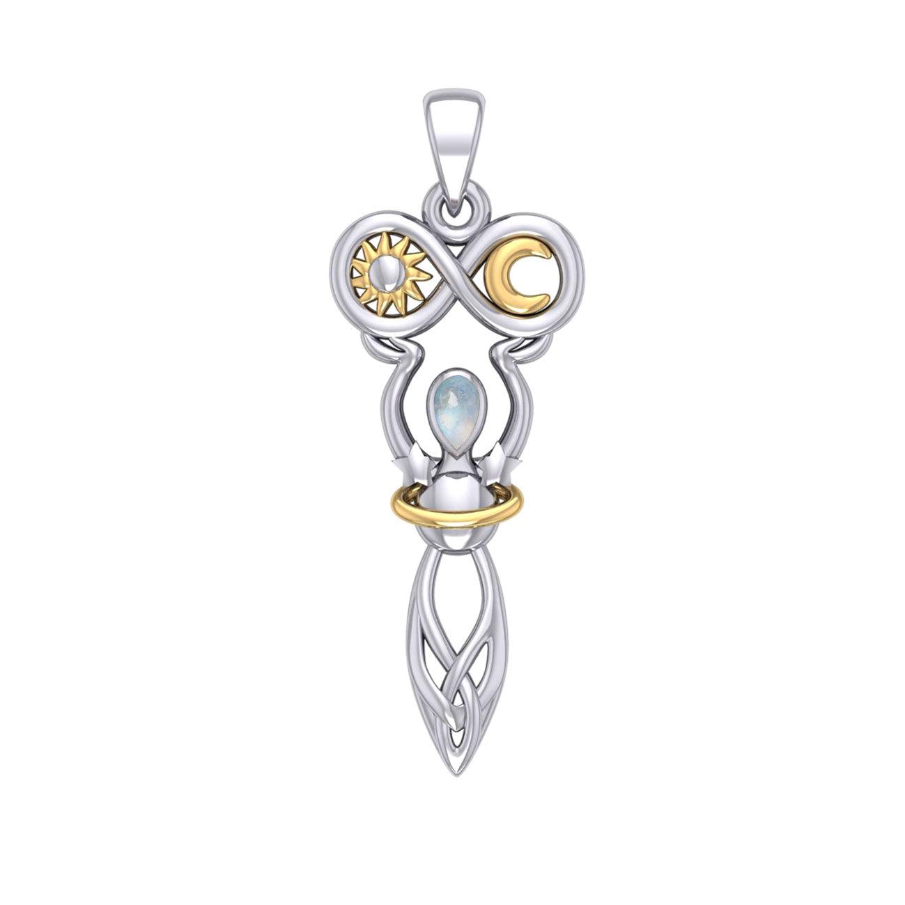 Celtic Goddess of Infinite Universe Sterling Silver and Gold Pendant