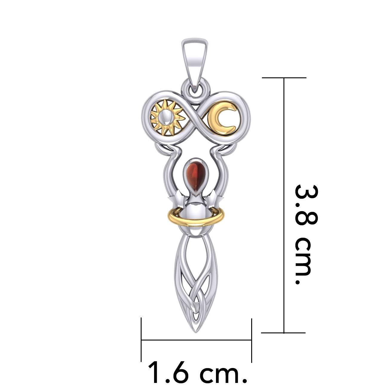 Celtic Goddess of Infinite Universe Sterling Silver and Gold Pendant