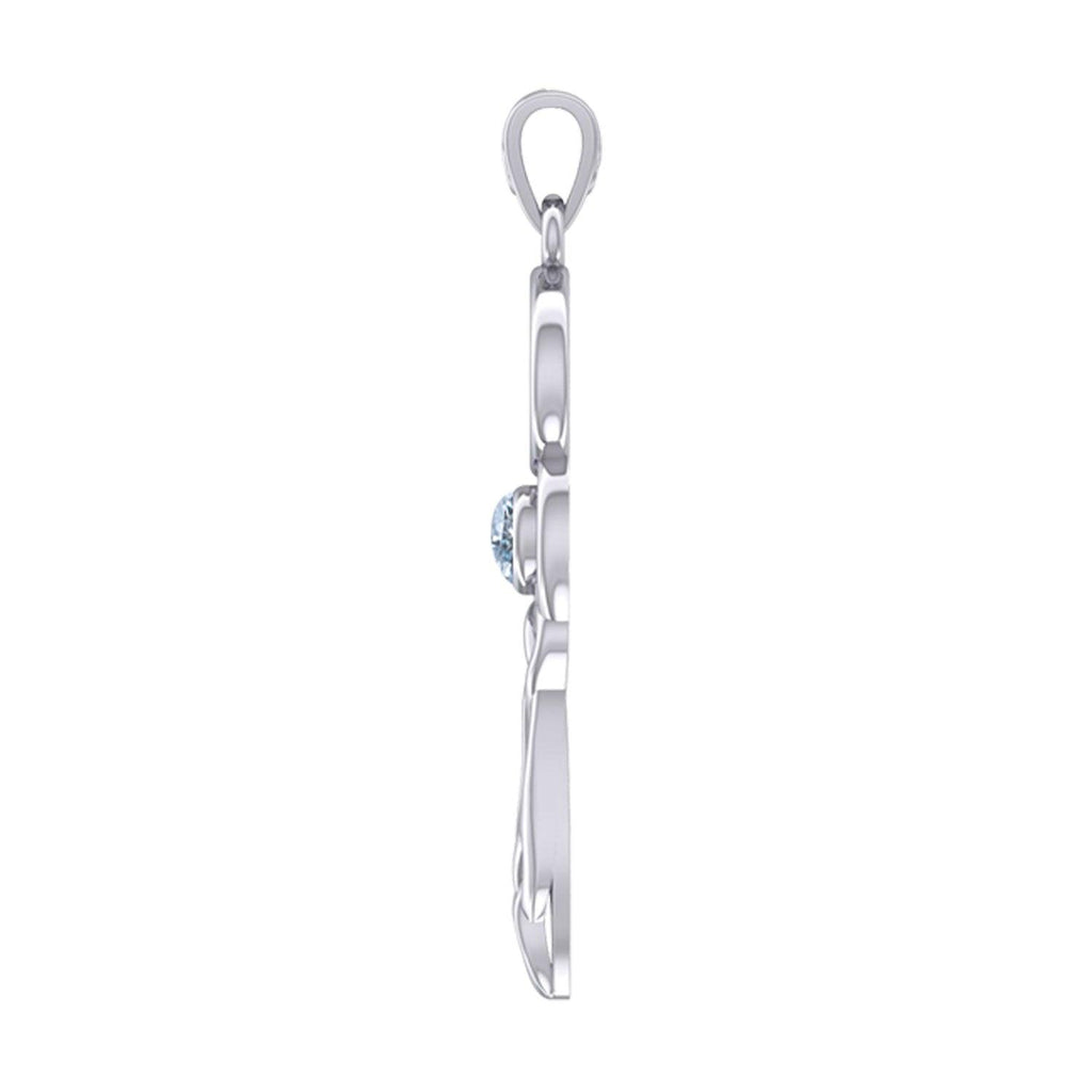 Celtic Goddess Pisces Astrology Zodiac Sign Silver and Gold Accents Pendant with Aquamarine