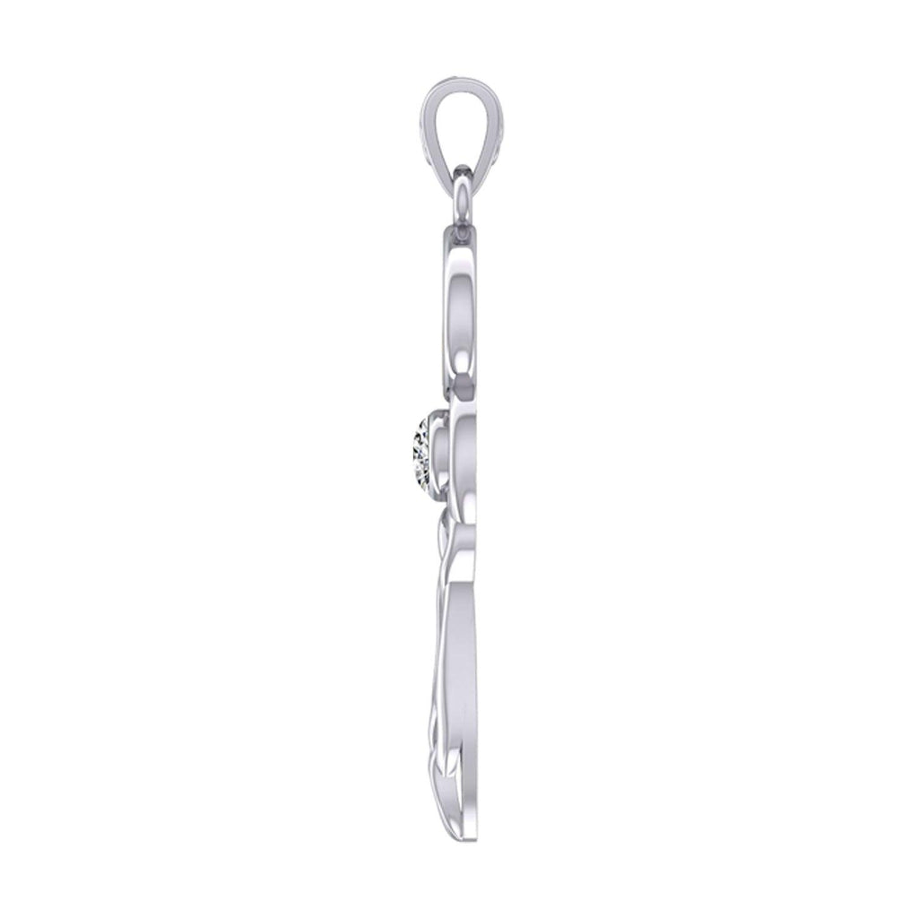 Celtic Goddess Aries Astrology Zodiac Sign Silver and Gold Accents Pendant with White Stone