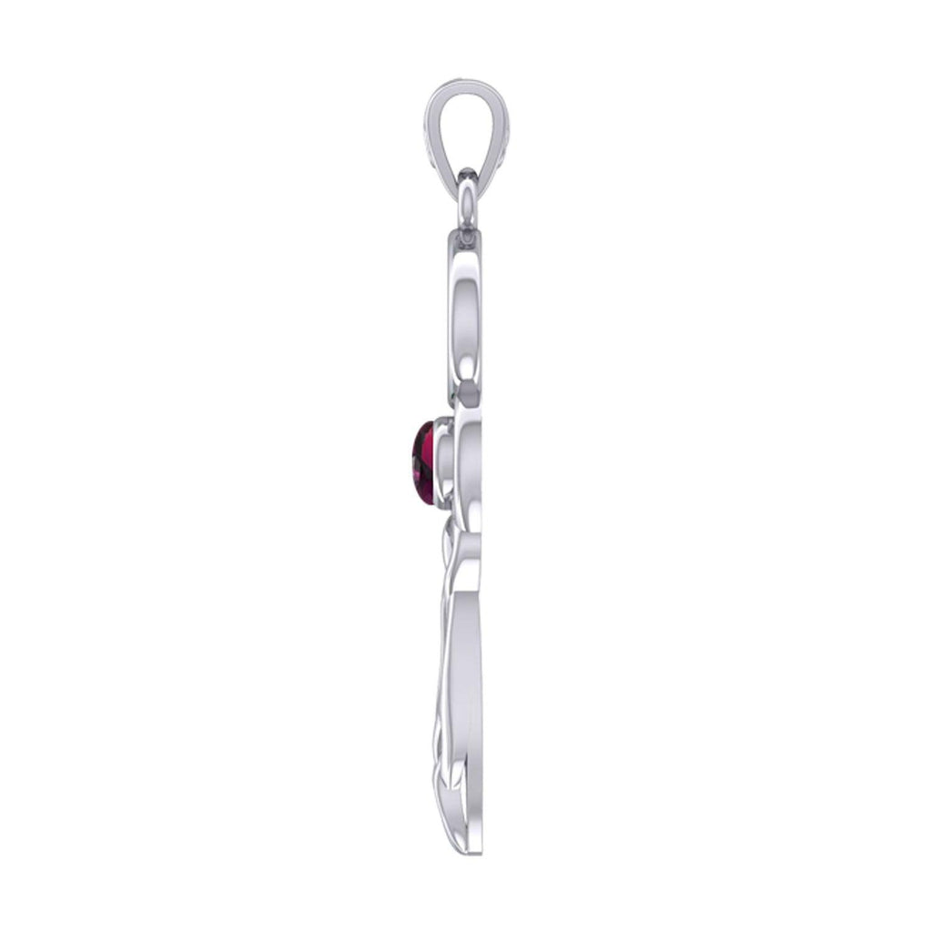 Celtic Goddess Cancer Astrology Zodiac Sign Silver and Gold Accents Pendant with Ruby