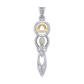 Celtic Goddess Libra Astrology Zodiac Sign Silver and Gold Accents Pendant