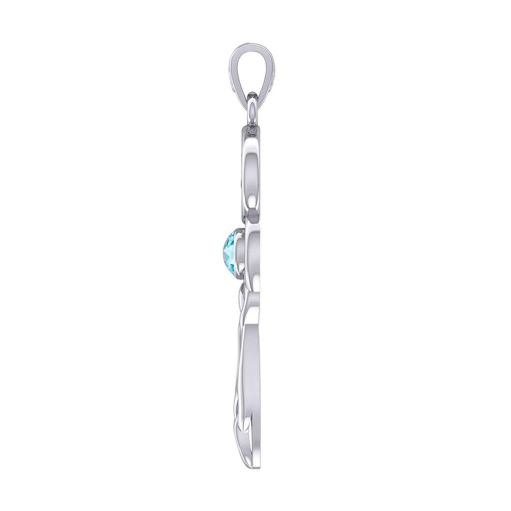Celtic Goddess Scorpio Astrology Zodiac Sign Silver and Gold Accents Pendant with Blue Topaz