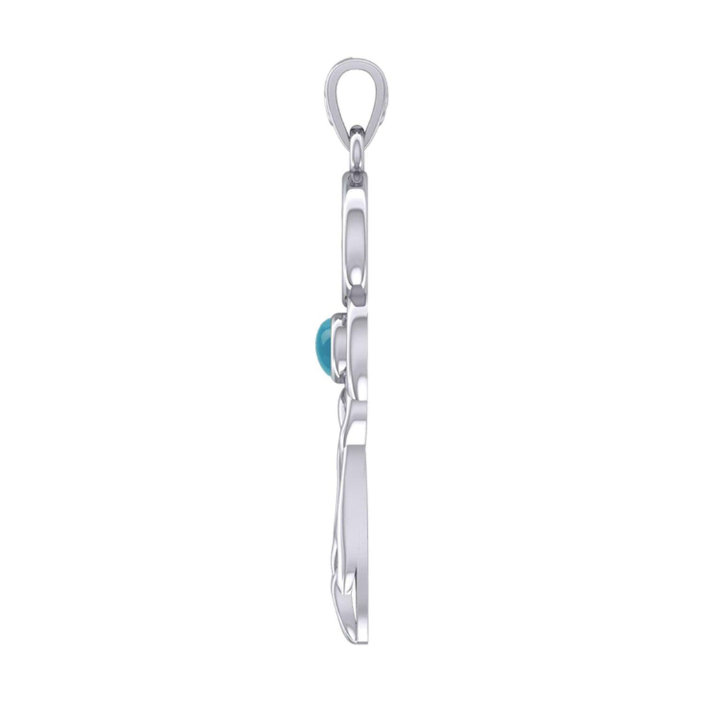 Celtic Goddess Sagittarius Astrology Zodiac Sign Silver and Gold Accents Pendant with Turquoise