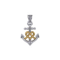 Celtic Heart With Anchor Silver With 14K Gold Accent Pendant