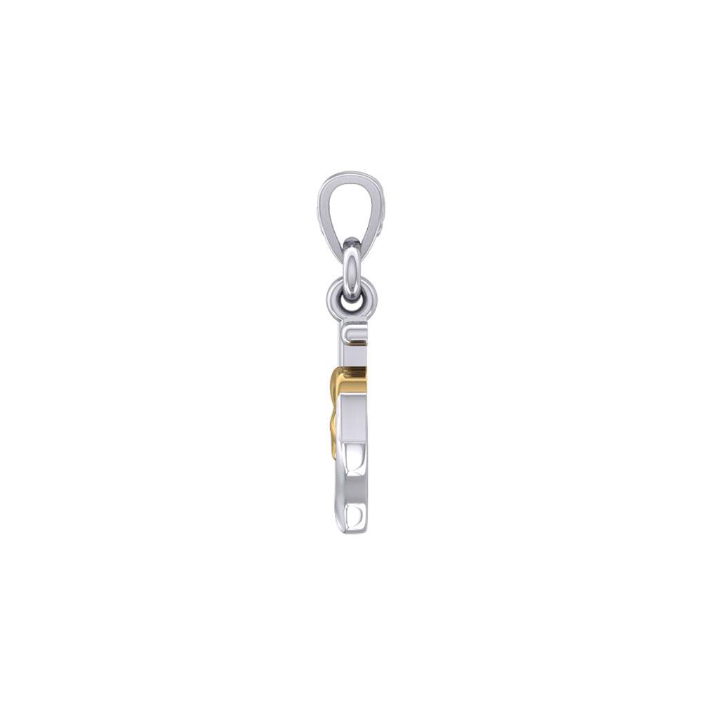 Celtic Heart With Anchor Silver With 14K Gold Accent Pendant