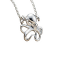 Intricate Jewelry Silver octopus divesilver pendant and chain link necklace 