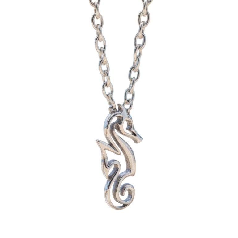 Miniature Sterling Silver seahorse pendant necklace unique design