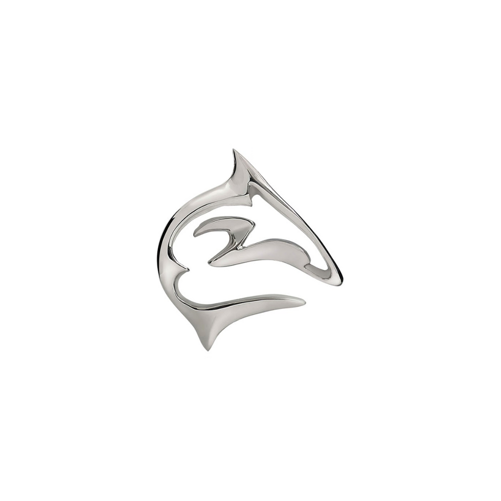 Silver jewelry pendant with a unique shark design