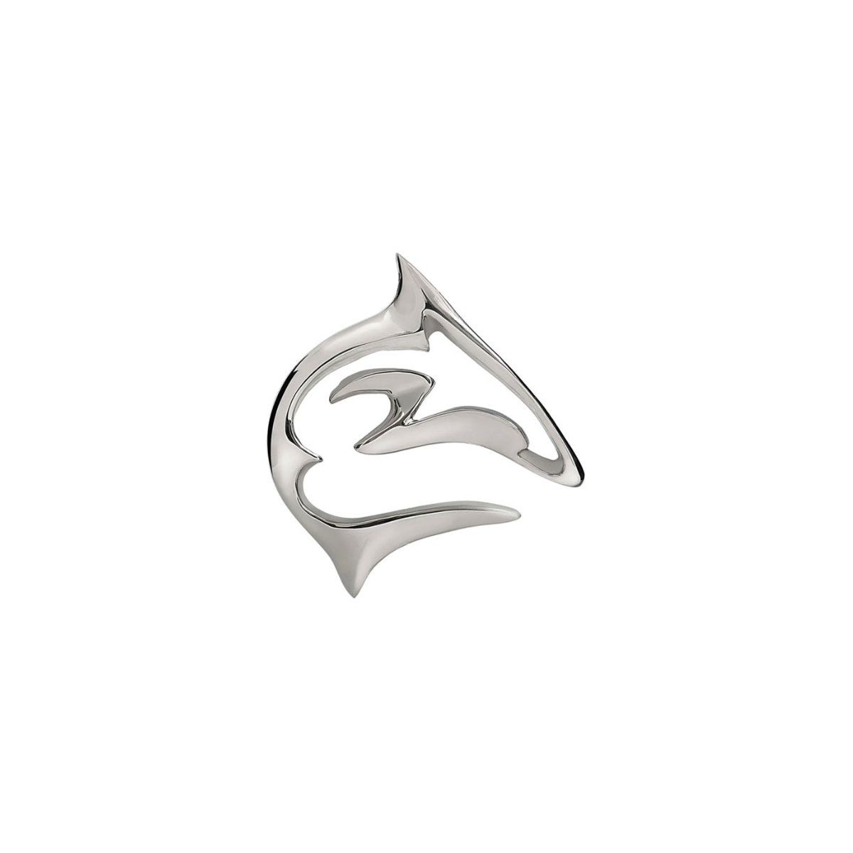Silver jewelry pendant with a unique shark design