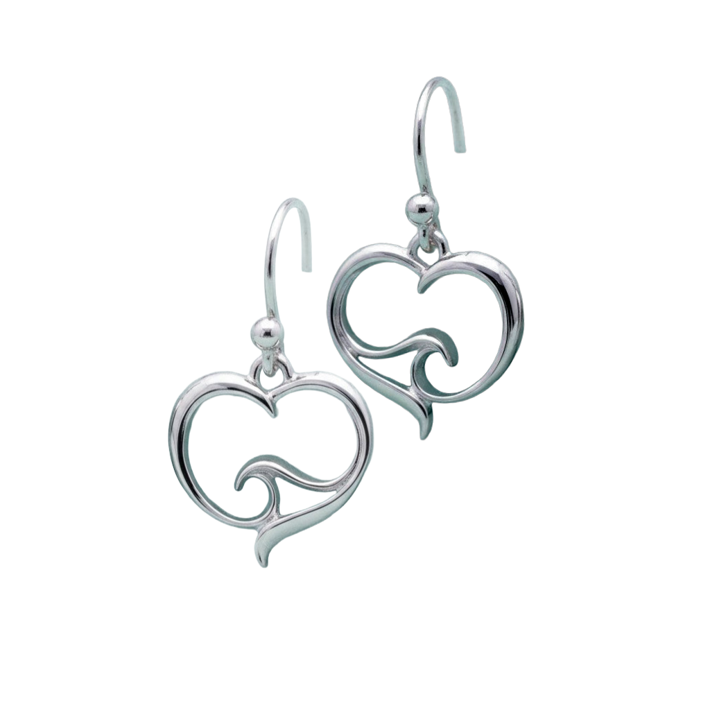 Open Wave Heart Earrings