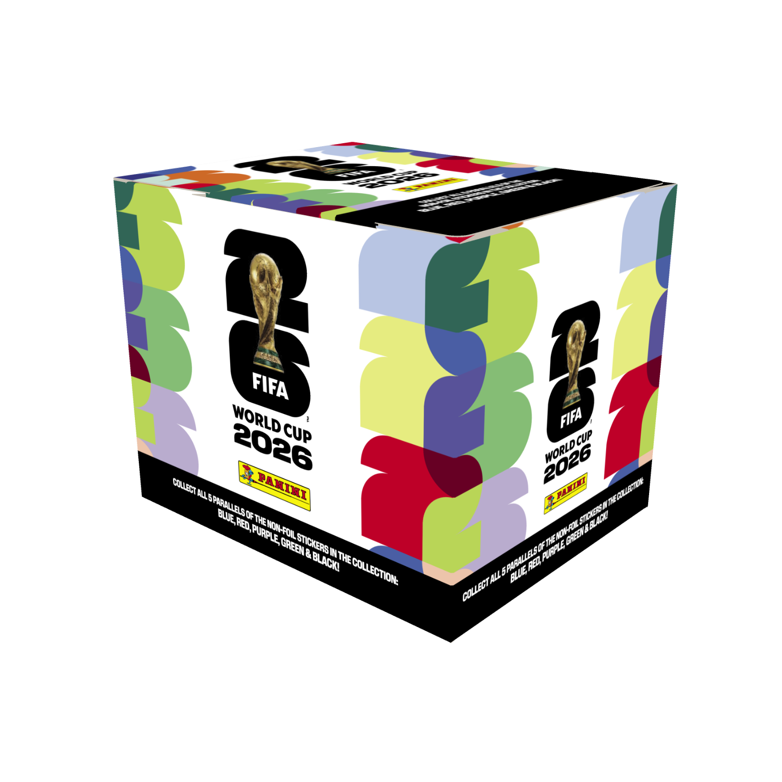 Panini FIFA World Cup 2026 trading card box with colorful Artwork and logo.