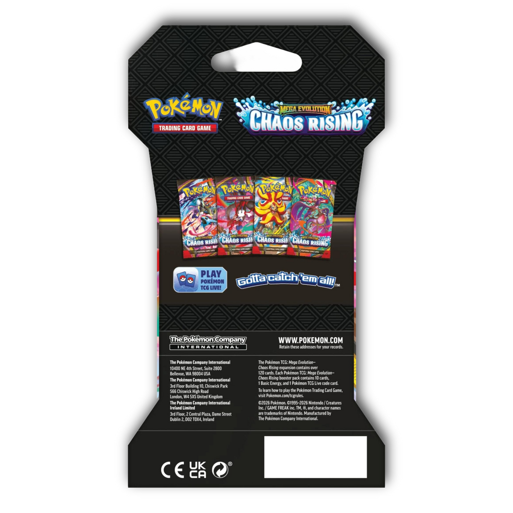 Pokémon Chaos Rising Sleeved Booster Pack Artwork trading card game packaging on a white background