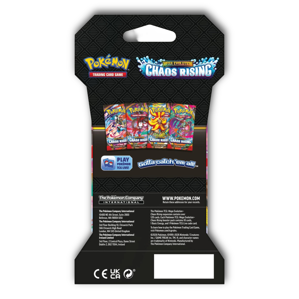 Pokémon Chaos Rising Sleeved Booster Pack Artwork trading card game packaging on a white background