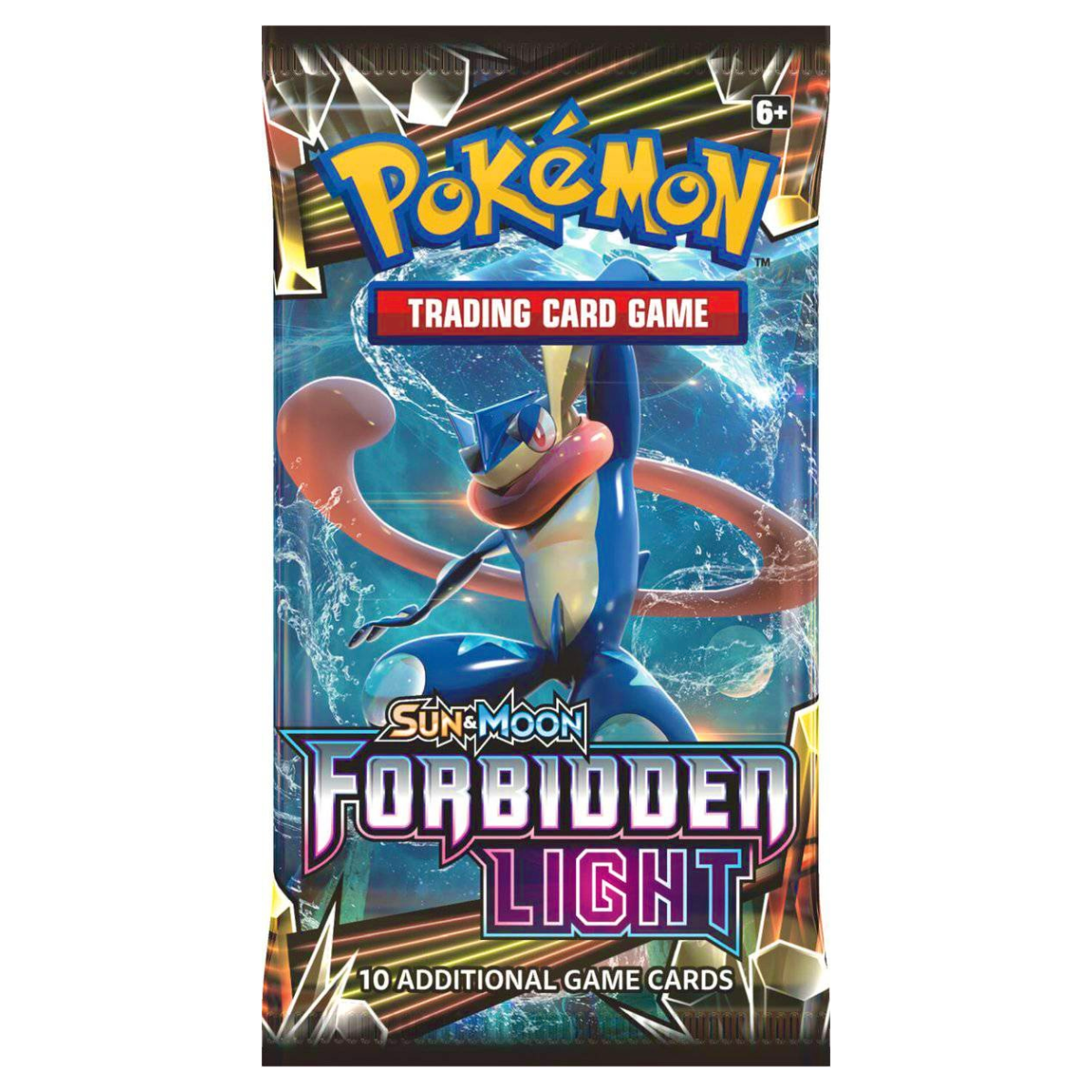 Pokémon Trading Card Game packaging for Sun & Moon Forbidden Light Greninja Artwork