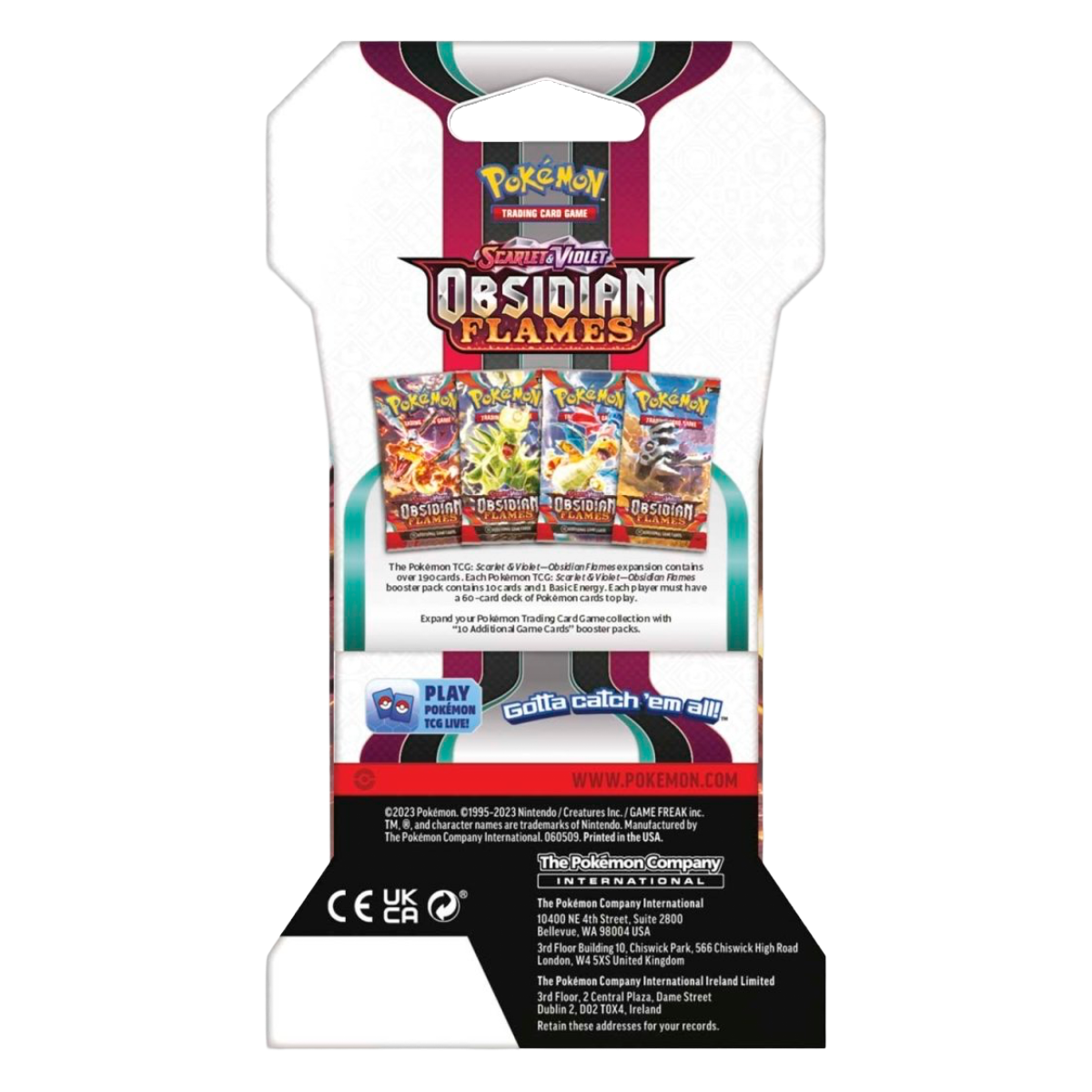 Pokémon Obsidian Flames booster pack sleeved trading card game packaging rear
