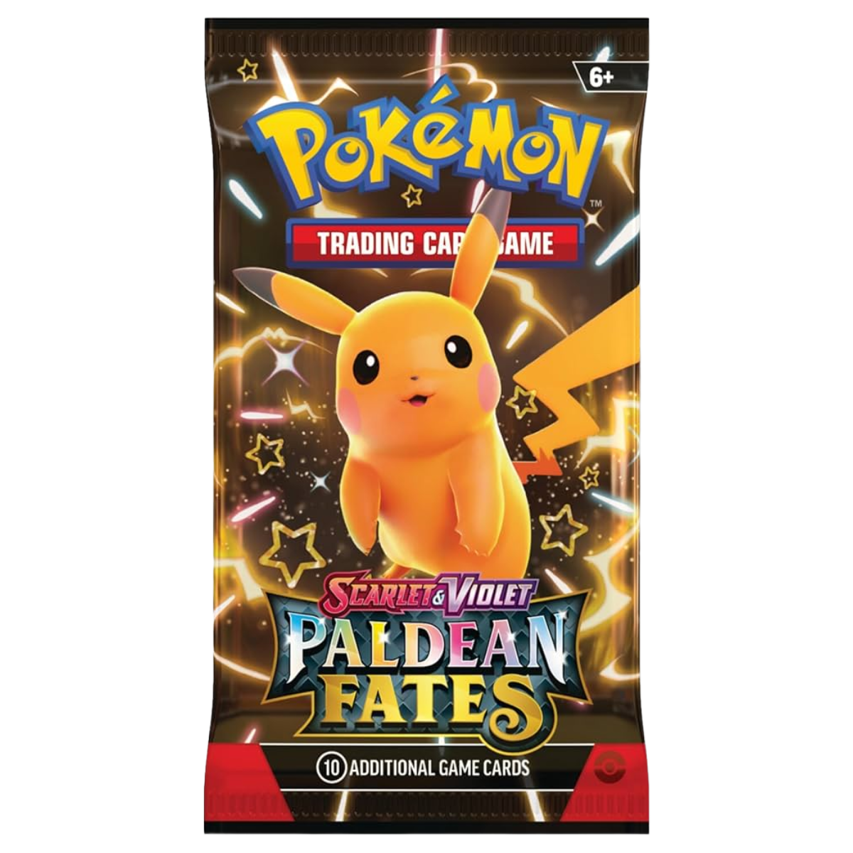 Pokémon TCG Paldean Fates Booster Pack featuring Pikachu Artwork
