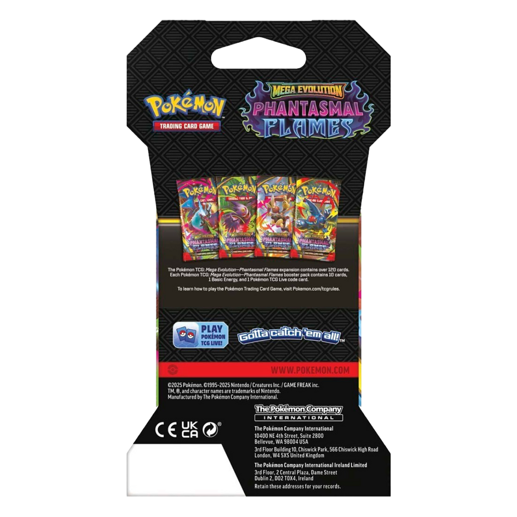 Pokémon trading card game Phantasmal flames booster pack rear packaging no upc