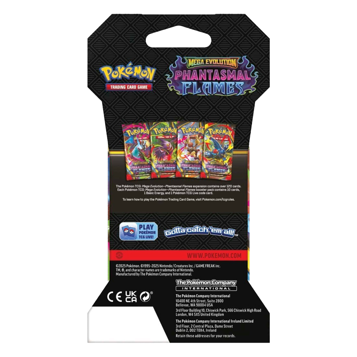 Pokémon trading card game Phantasmal flames booster pack rear packaging no upc