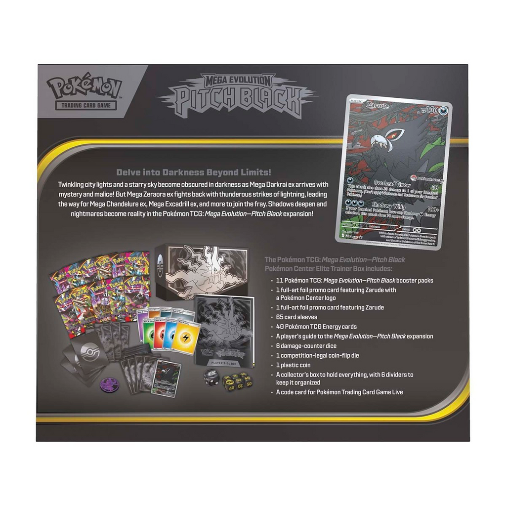 Pokémon TCG Mega Evolution Pitch Black trading card game Elite Trainer Box Rear No UPC