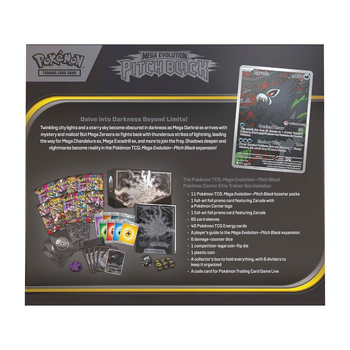 Pokémon TCG Mega Evolution Pitch Black trading card game Elite Trainer Box Rear No UPC