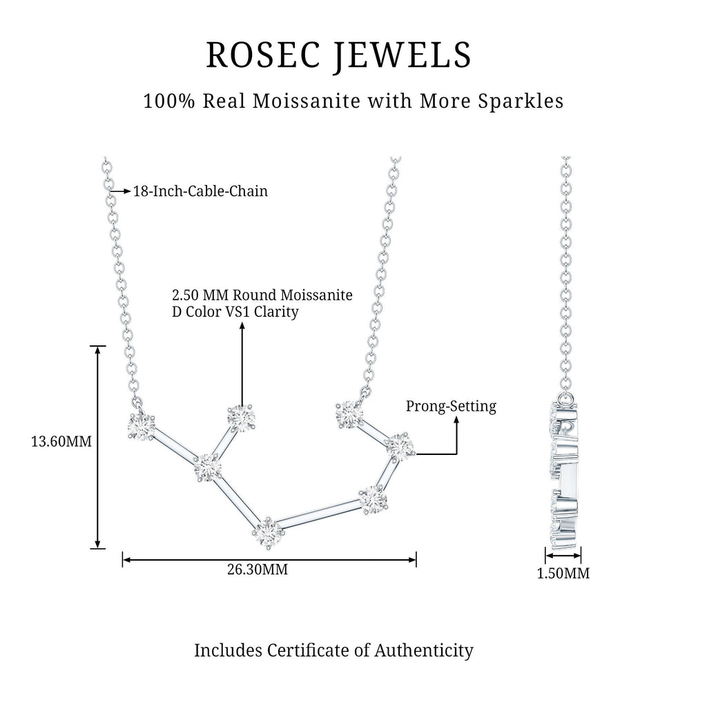 Constellation Sagittarius Zodiac Sign Necklace Certified Moissanite