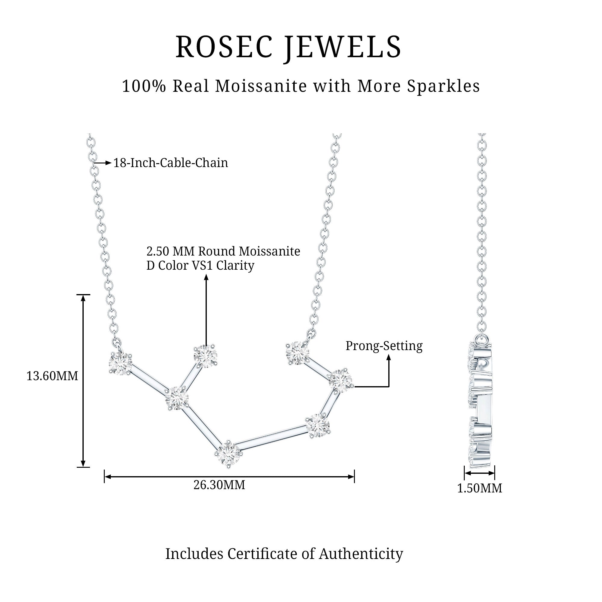 Constellation Sagittarius Zodiac Sign Necklace Certified Moissanite