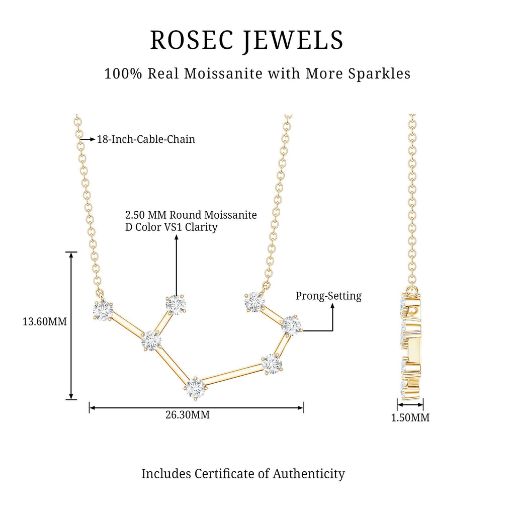 Constellation Sagittarius Zodiac Sign Necklace Certified Moissanite
