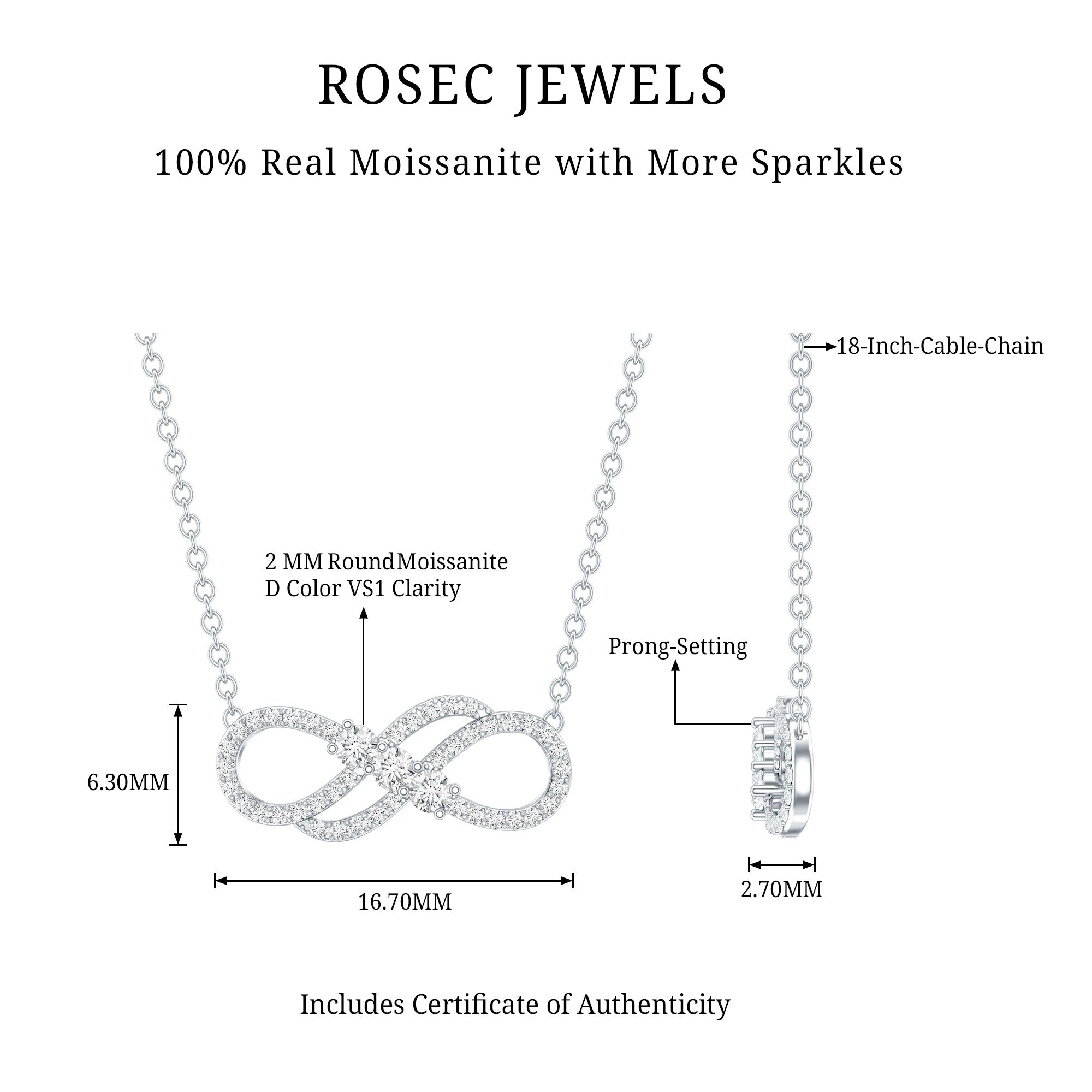 .35 CT Infinity Necklace Moissanite