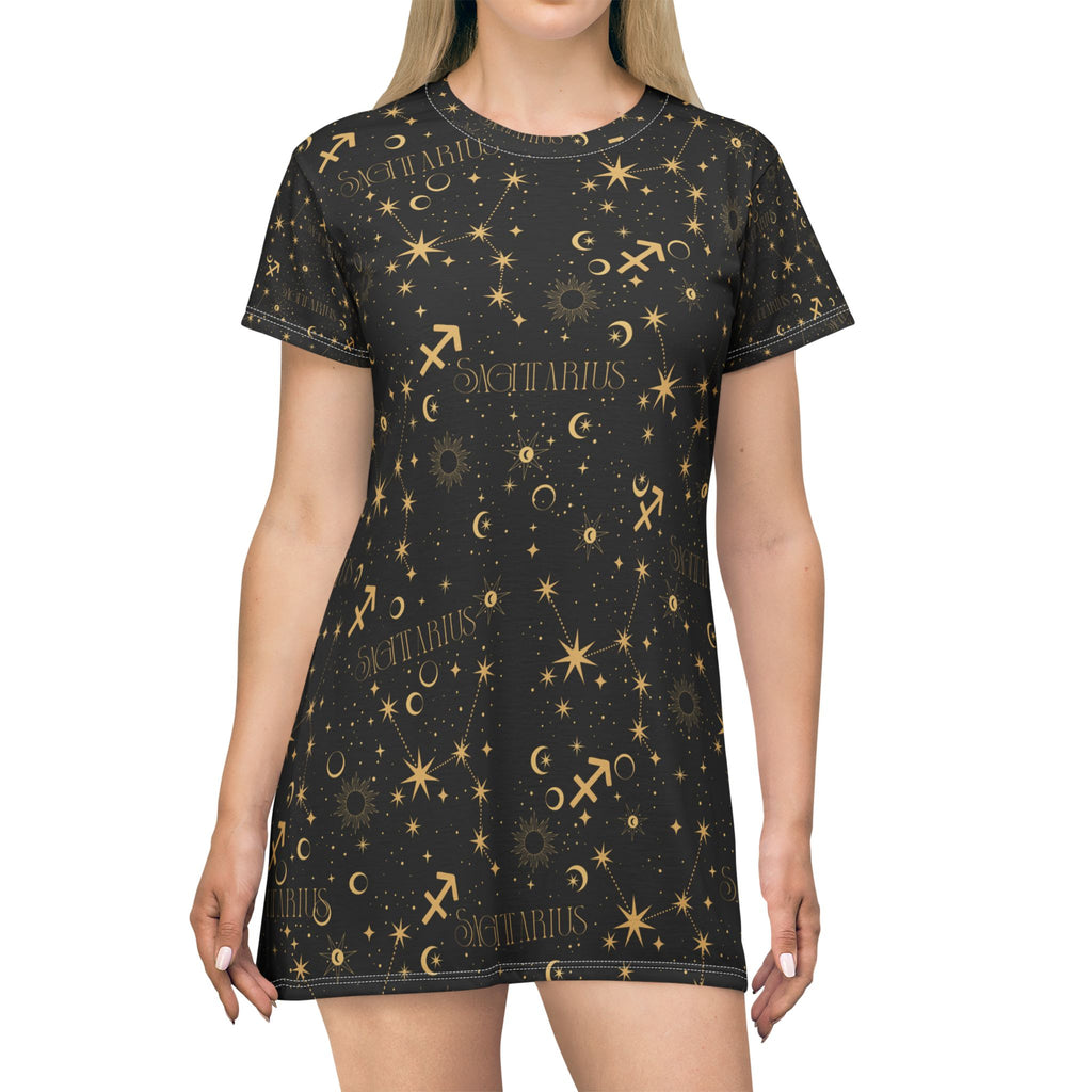Sagittarius Constellation Zodiac T-Shirt Dress